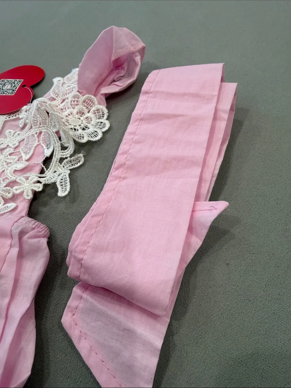 Pink Lace Baby Romper with Headband